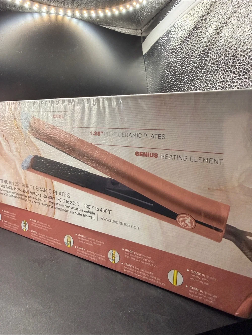 Royale diamond collection 1.25”Pure Ceramic Plates hair straightener Rose Gold
